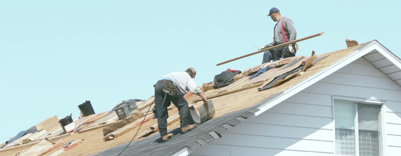 men on roof